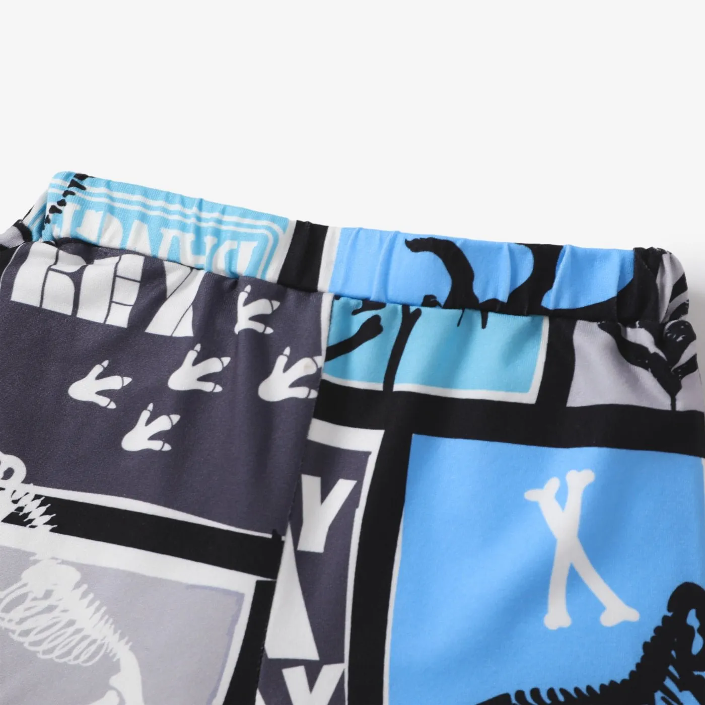 2pcs Baby Boy Cotton Short-sleeve Letter Graphic Tee and Dinosaur Print Shorts Set