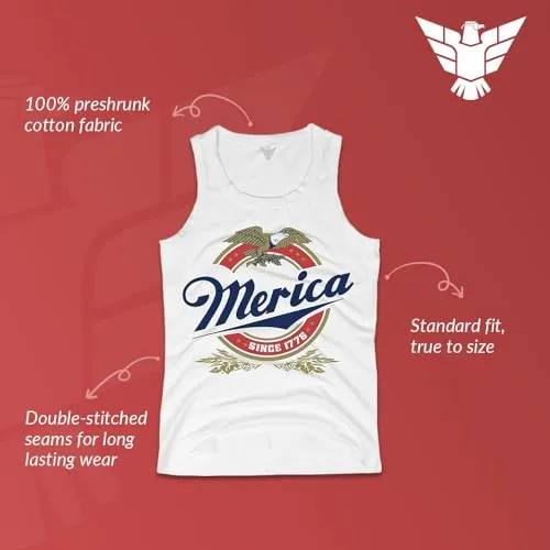 4th of July 'Merica Tank Top for Men in a Patriotic Eagle Retro American Theme