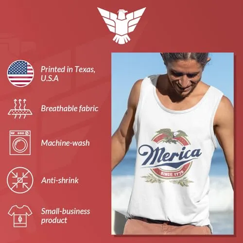 4th of July 'Merica Tank Top for Men in a Patriotic Eagle Retro American Theme