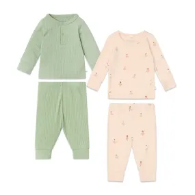 Ballerina & Sage Ribbed Pajama Set 2 Pack