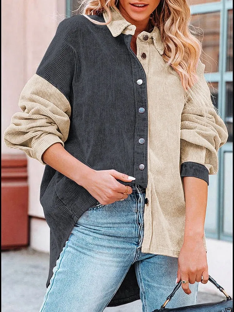 Beige and Brown Corduroy Jacket