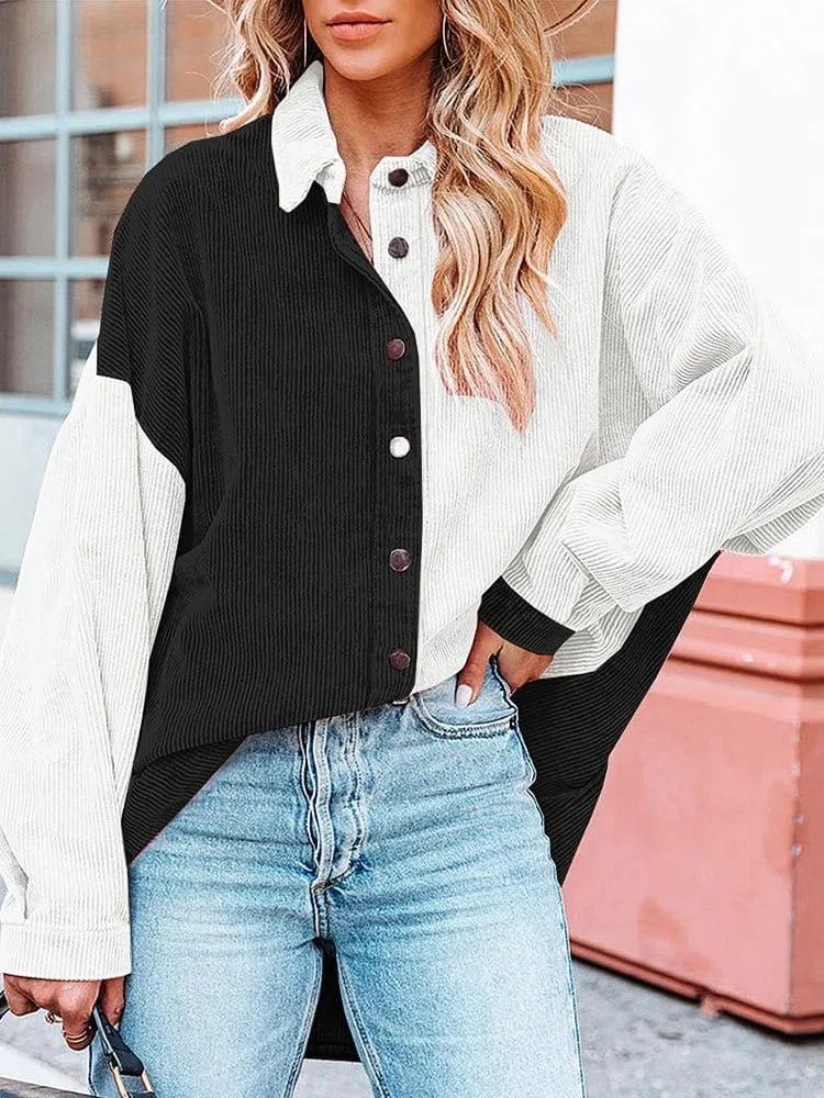 Beige and Brown Corduroy Jacket