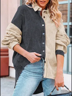 Beige and Brown Corduroy Jacket