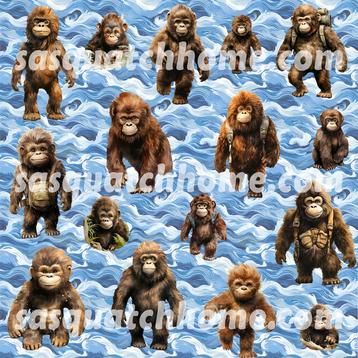 Bigfoot Sasquatch 19 DESIGNS Children Pajama Long 2 Piece Set. Set 1 of 2