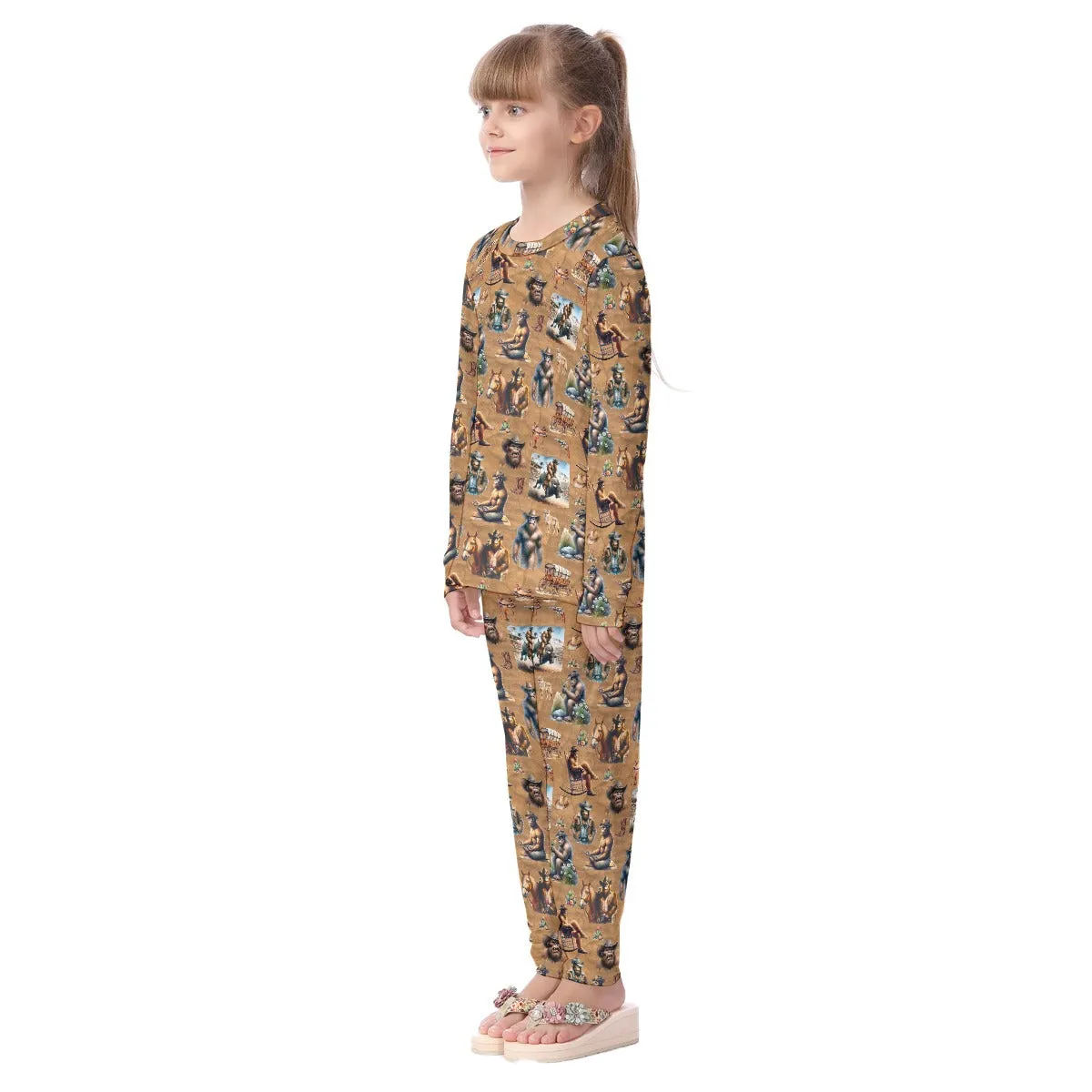 Bigfoot Sasquatch 19 DESIGNS Children Pajama Long 2 Piece Set. Set 1 of 2