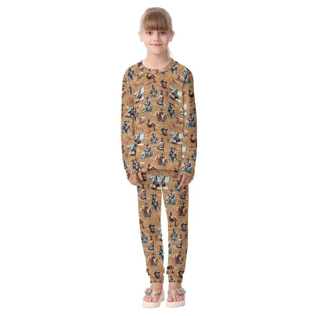 Bigfoot Sasquatch 19 DESIGNS Children Pajama Long 2 Piece Set. Set 1 of 2
