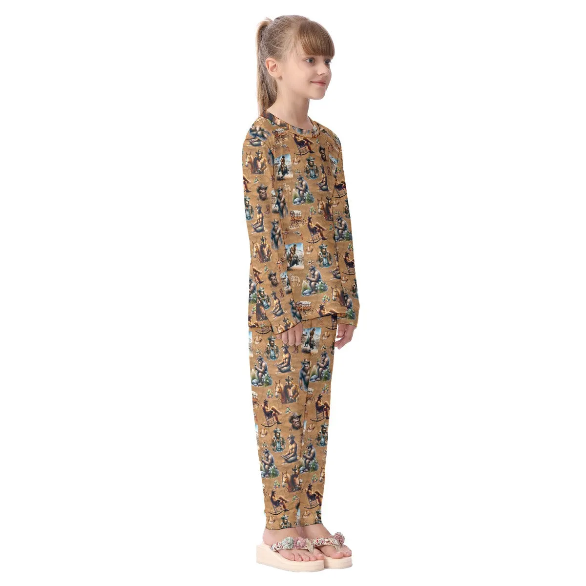 Bigfoot Sasquatch 19 DESIGNS Children Pajama Long 2 Piece Set. Set 1 of 2