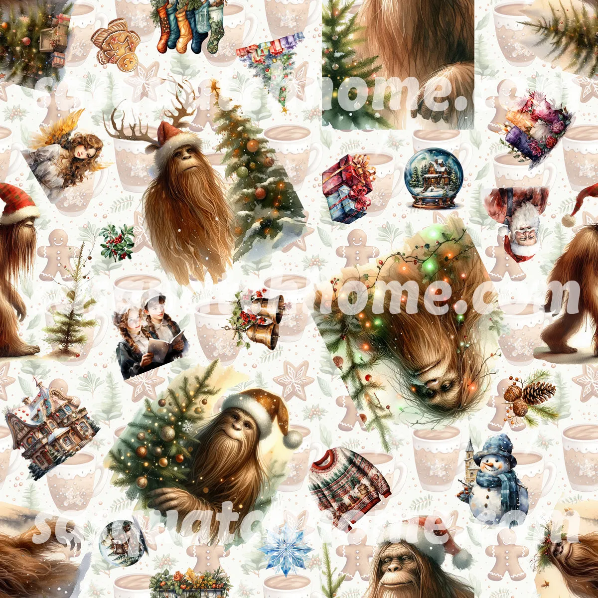 Bigfoot / Sasquatch Themed Long Sleeved Set Pajamas for Women