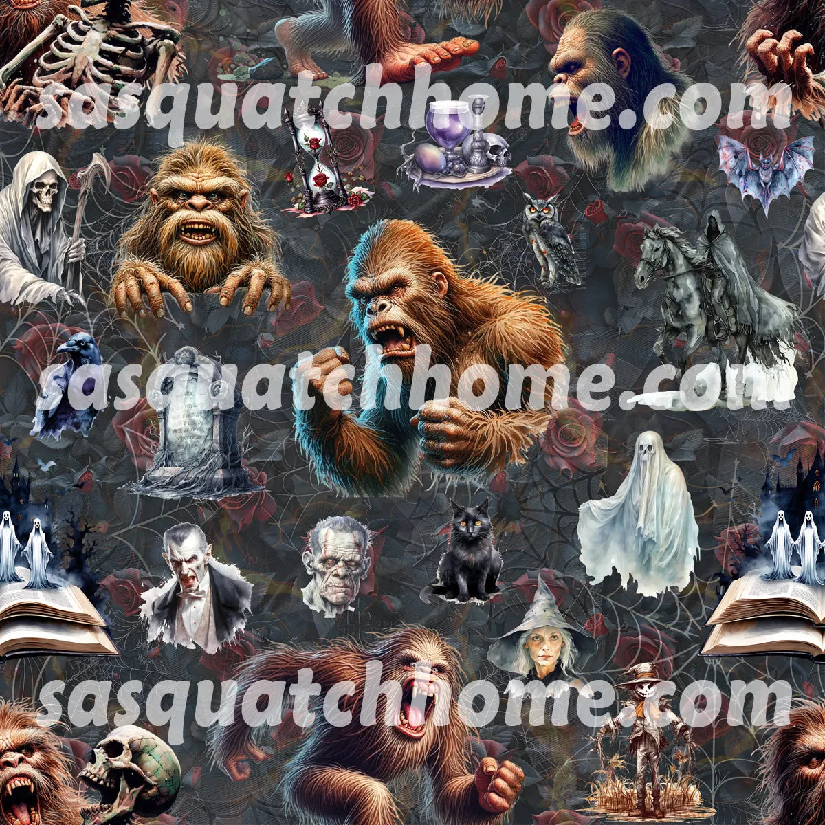 Bigfoot / Sasquatch Themed Long Sleeved Set Pajamas for Women