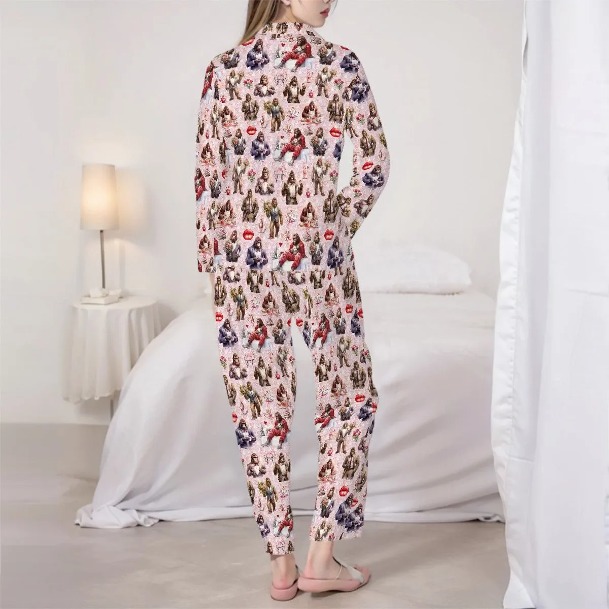 Bigfoot / Sasquatch Themed Long Sleeved Set Pajamas for Women