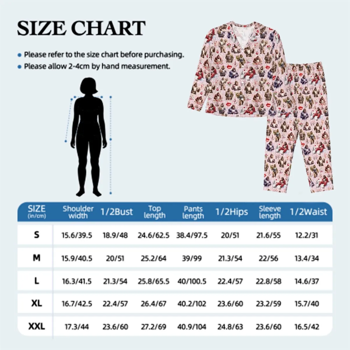 Bigfoot / Sasquatch Themed Long Sleeved Set Pajamas for Women