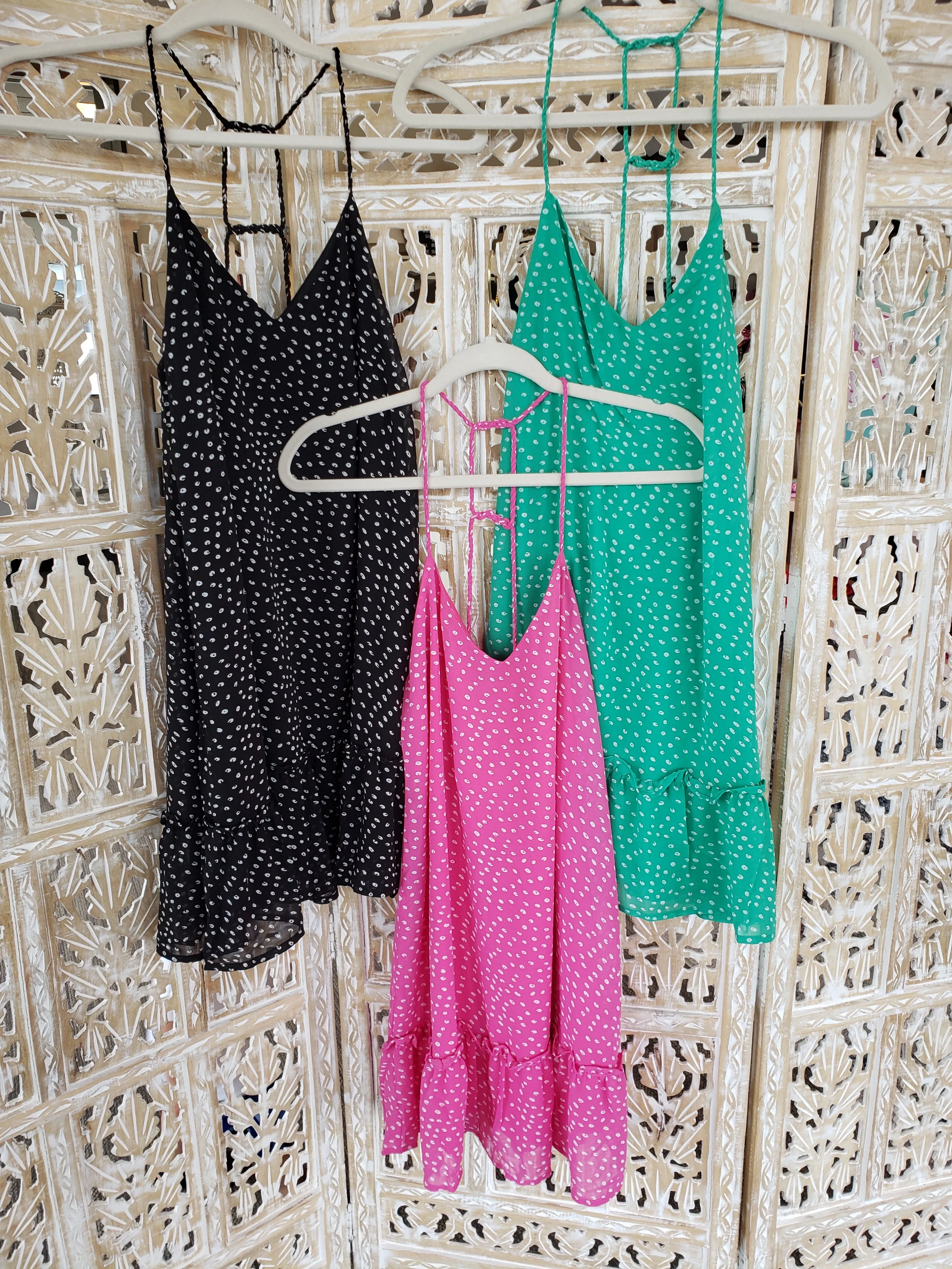 Black Spotted Ruffle Mini Dress
