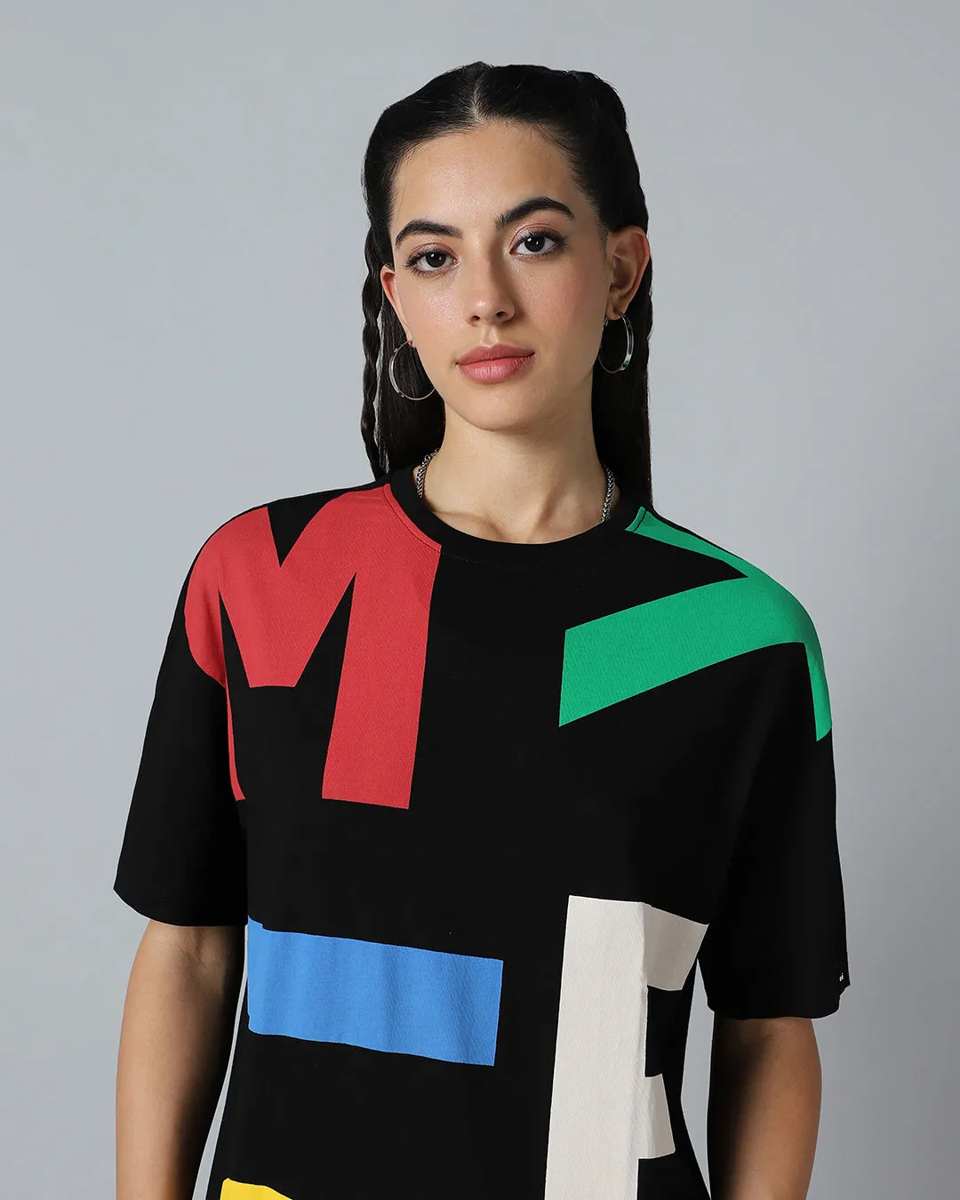 BlackTree All Over Printed Oversized dresses