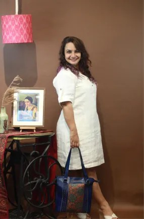 Collared Dress in Blanc Linen