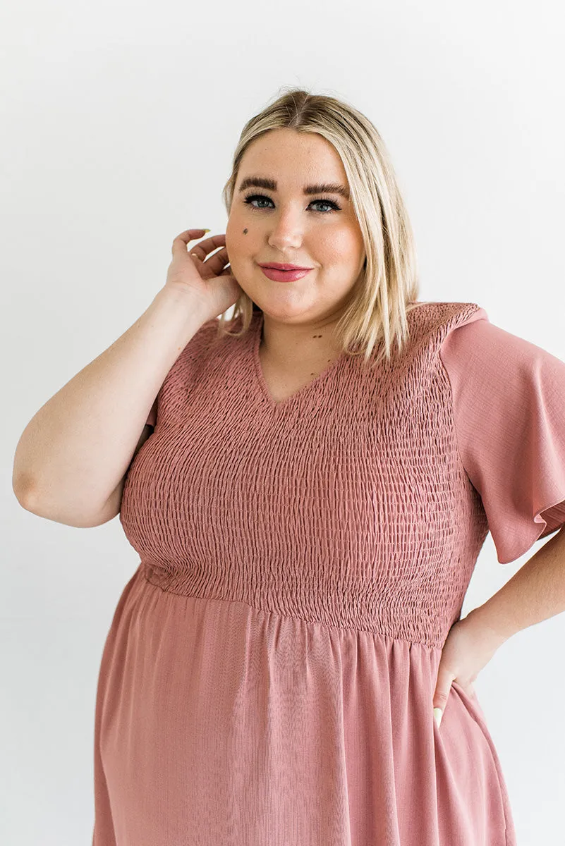 Corrine Smocked Dress in Mauve - Size 3X Left