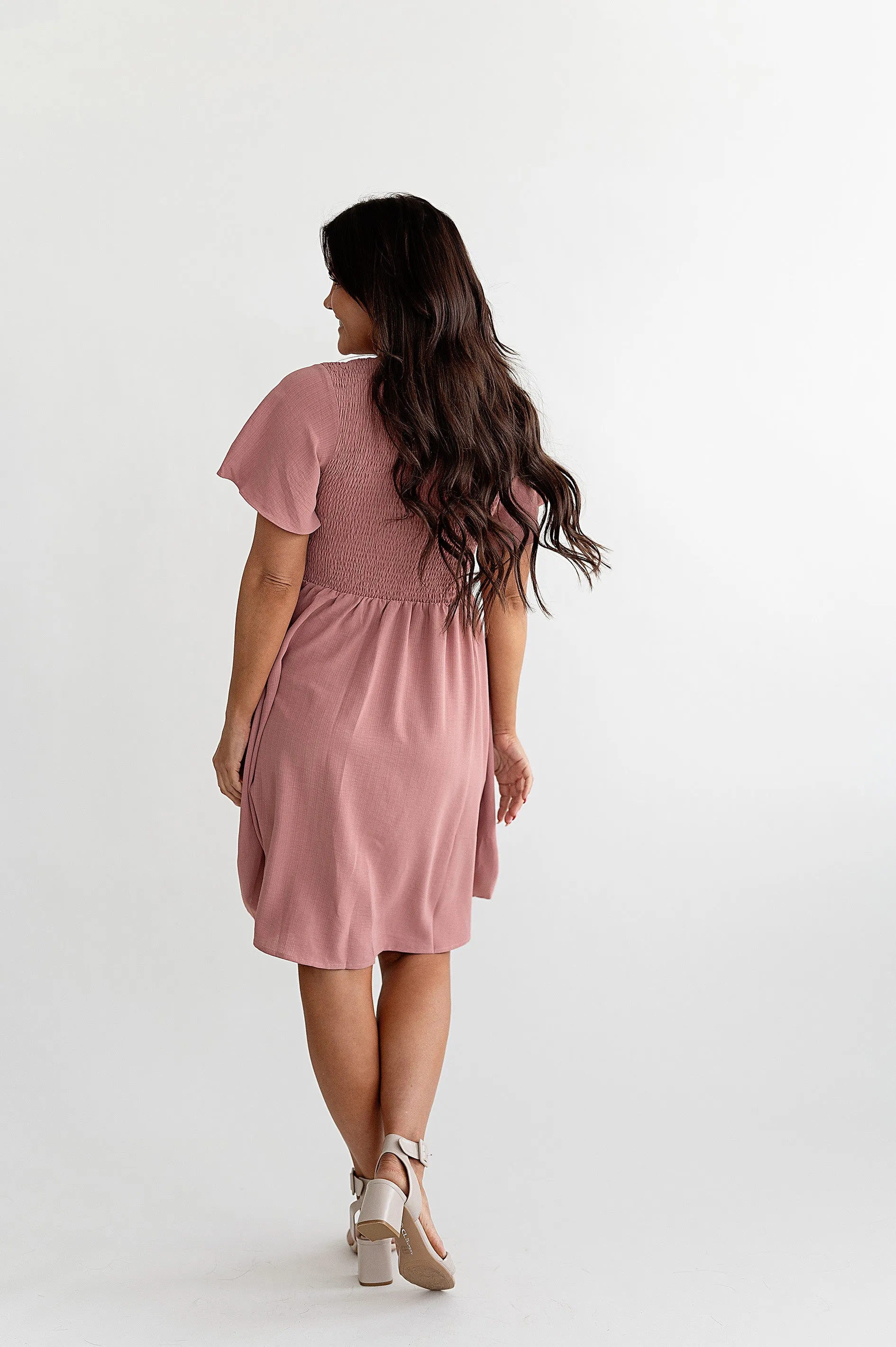 Corrine Smocked Dress in Mauve - Size 3X Left