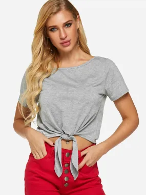 Custom Round Neck Plain Short Sleeve Light Grey T-Shirts