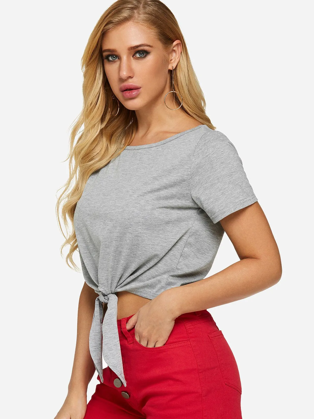 Custom Round Neck Plain Short Sleeve Light Grey T-Shirts