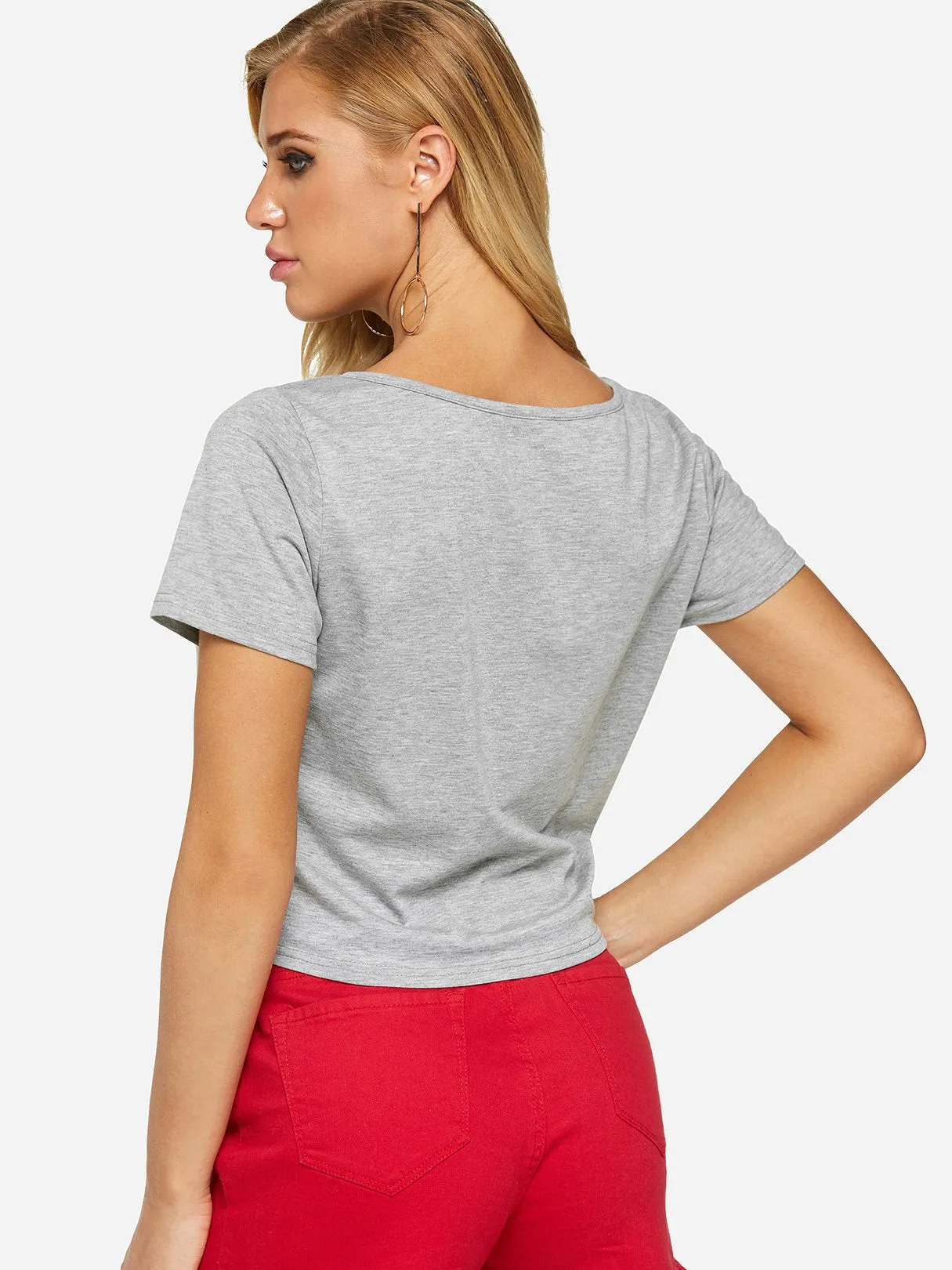 Custom Round Neck Plain Short Sleeve Light Grey T-Shirts