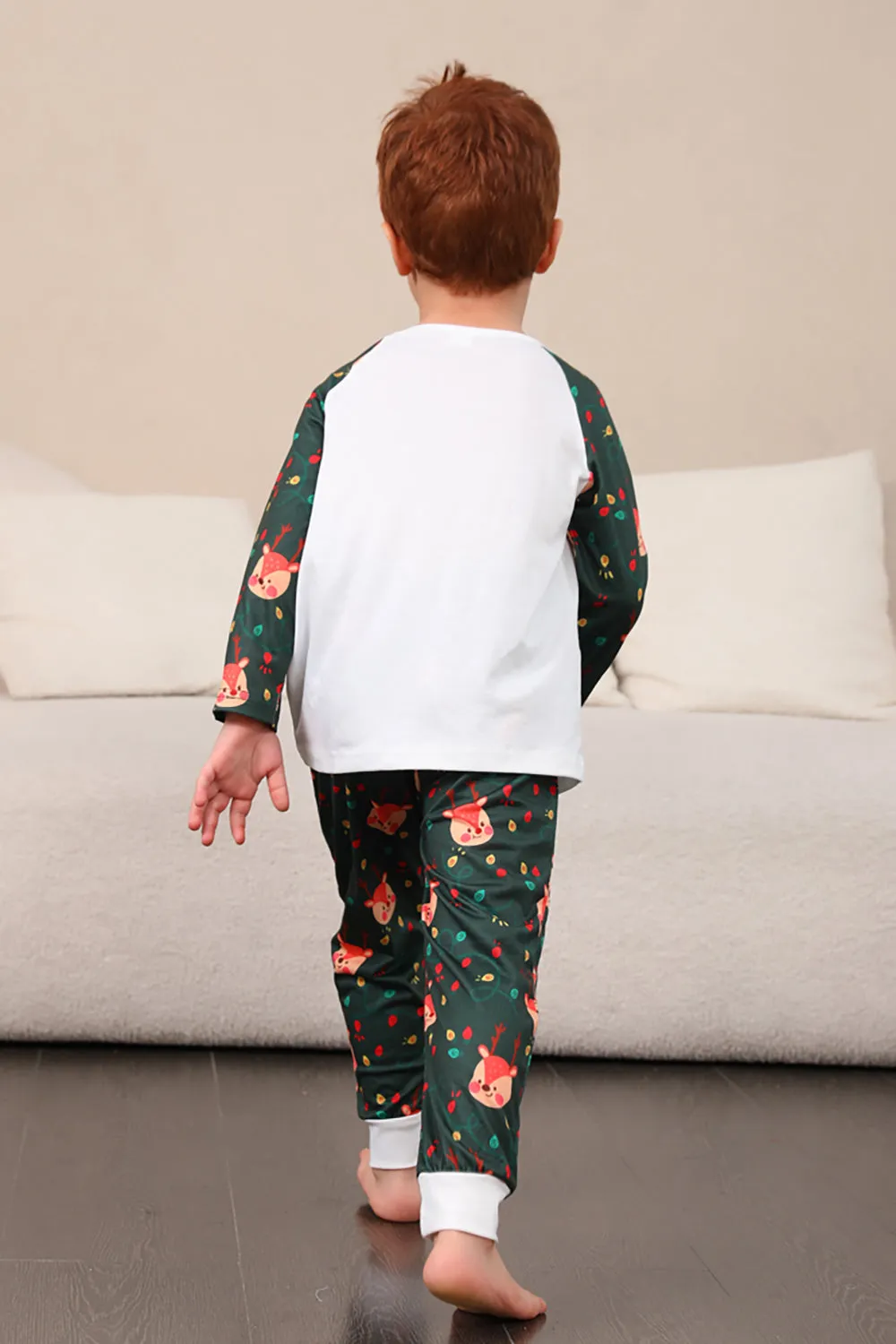 Dark Green Deer Christmas Family Pajamas Set