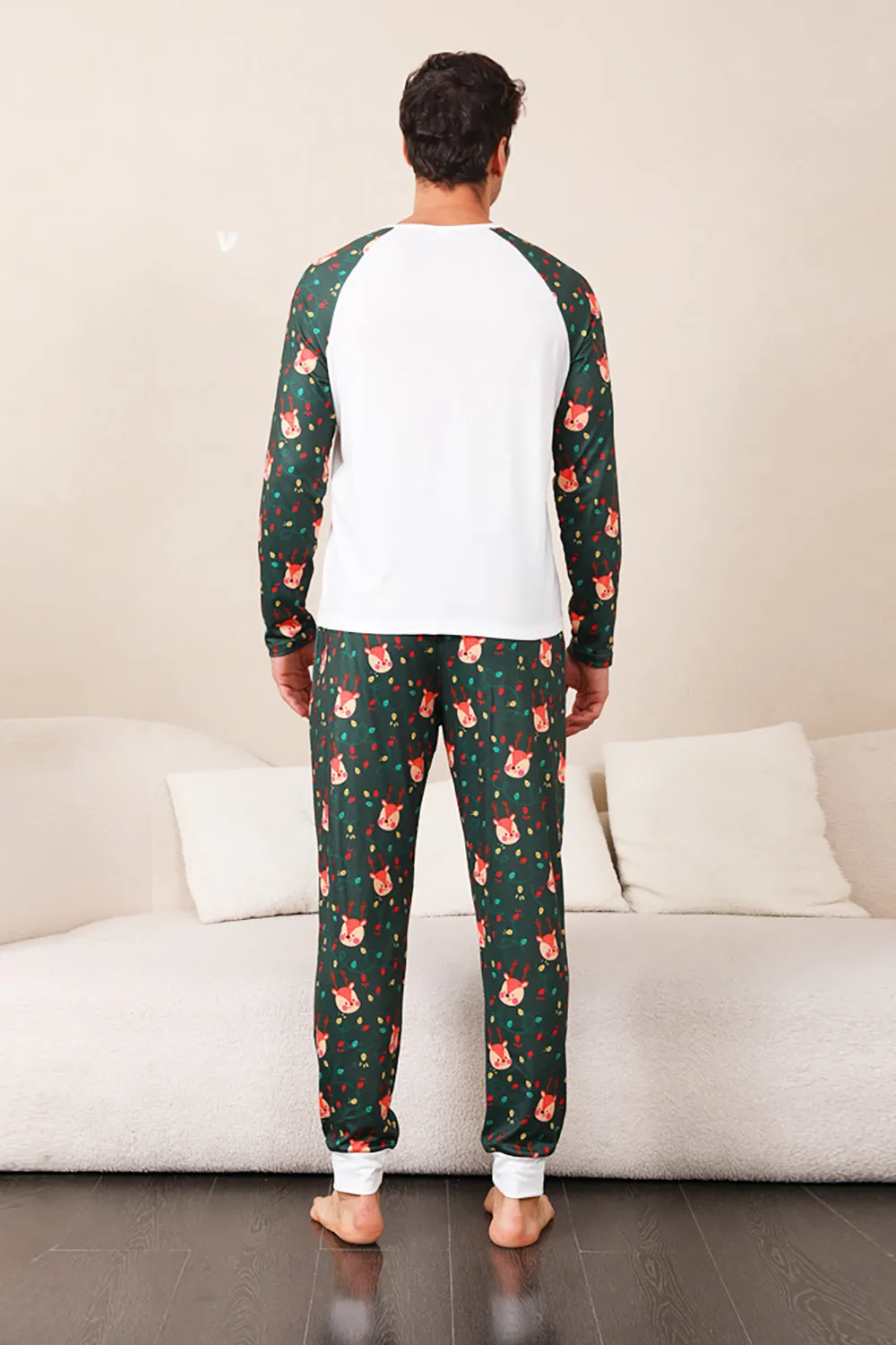 Dark Green Deer Christmas Family Pajamas Set