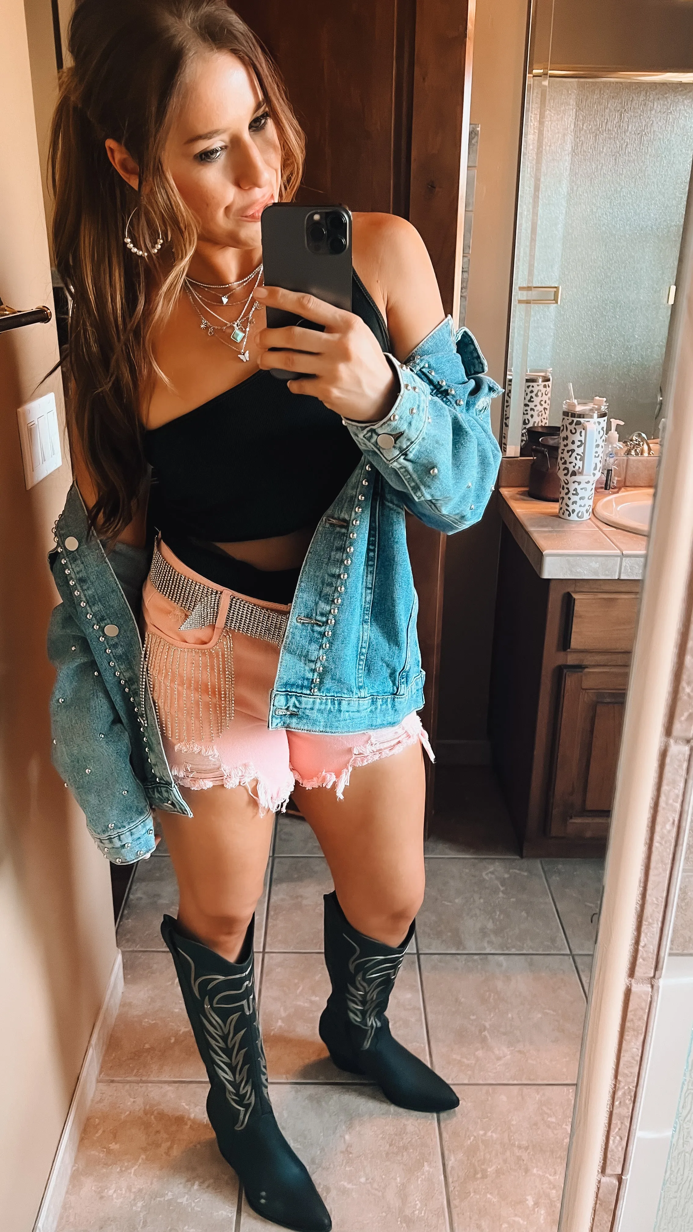 Denim and Diamonds Fringe Shorts