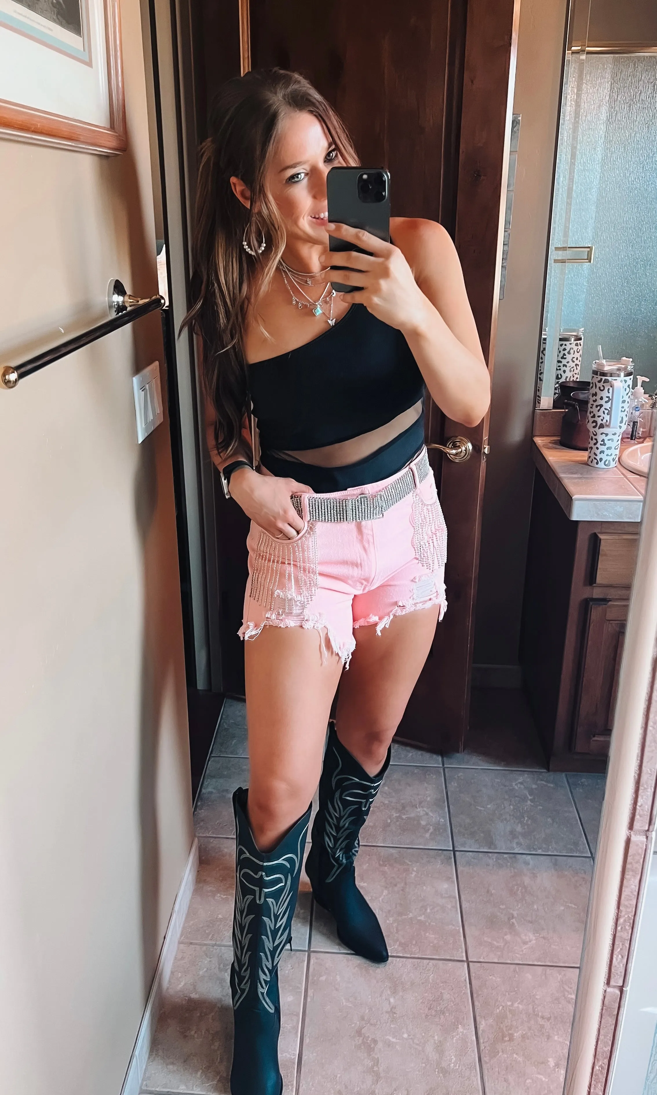 Denim and Diamonds Fringe Shorts