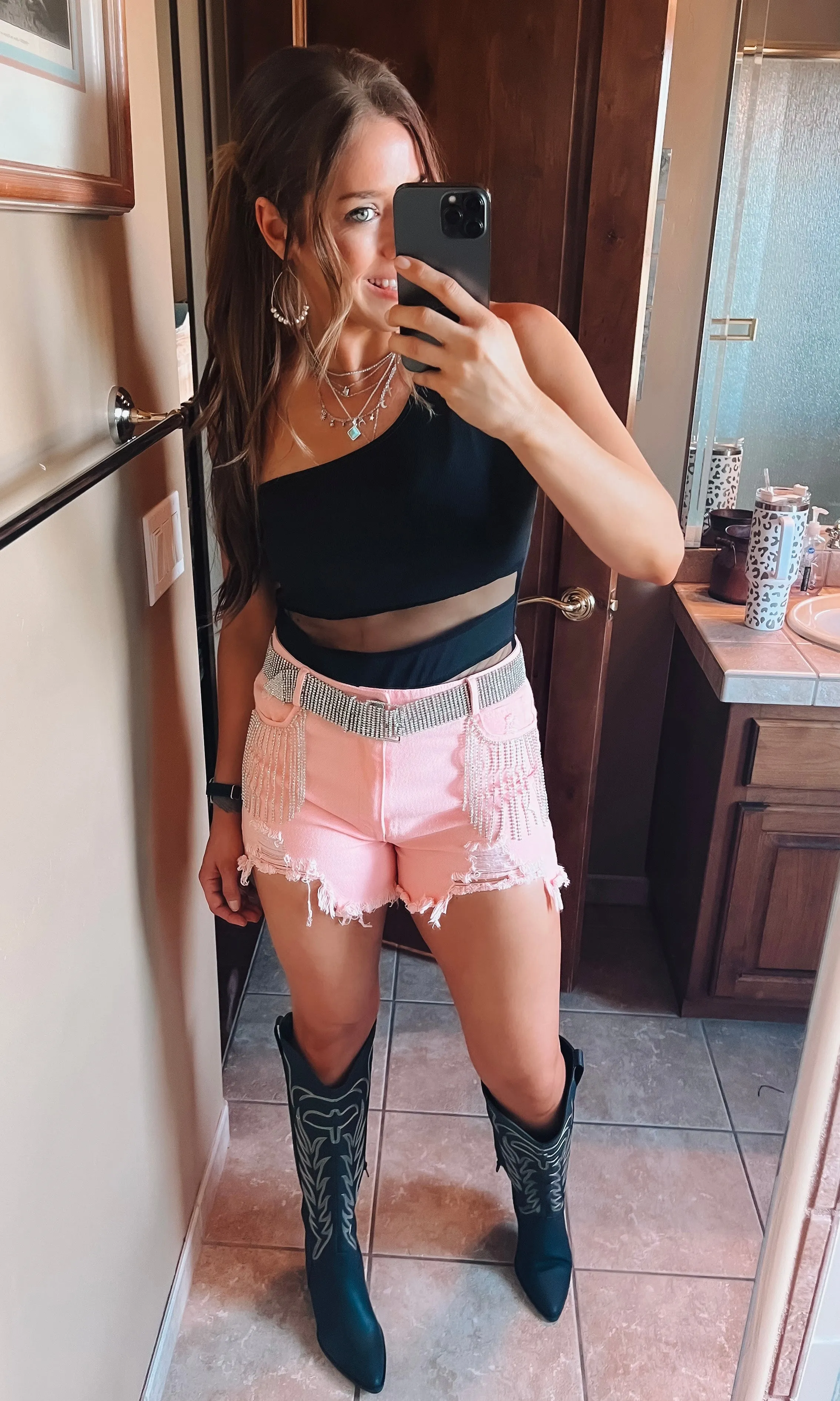 Denim and Diamonds Fringe Shorts