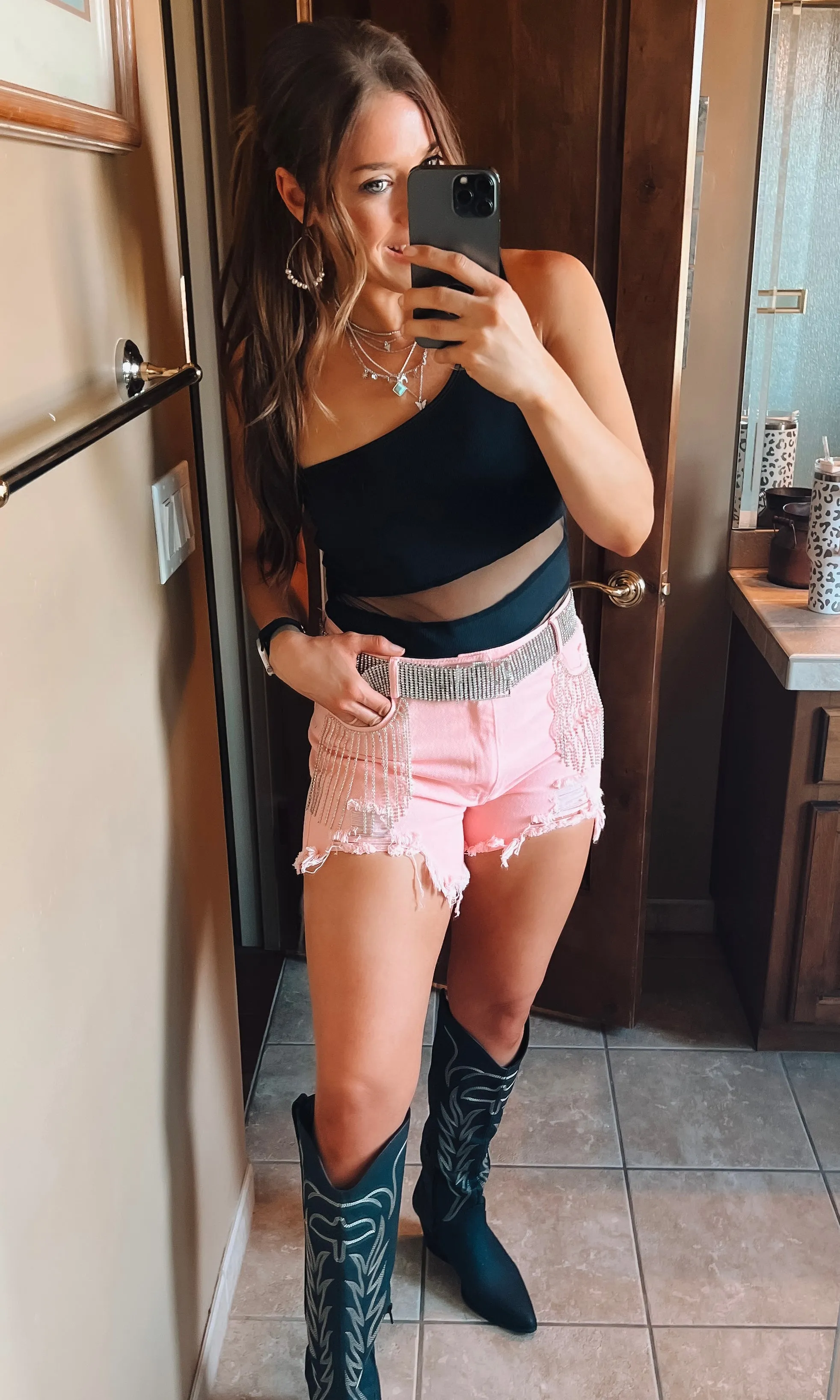 Denim and Diamonds Fringe Shorts