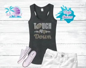 Football Touchdown Rhinestone Women's Shirts