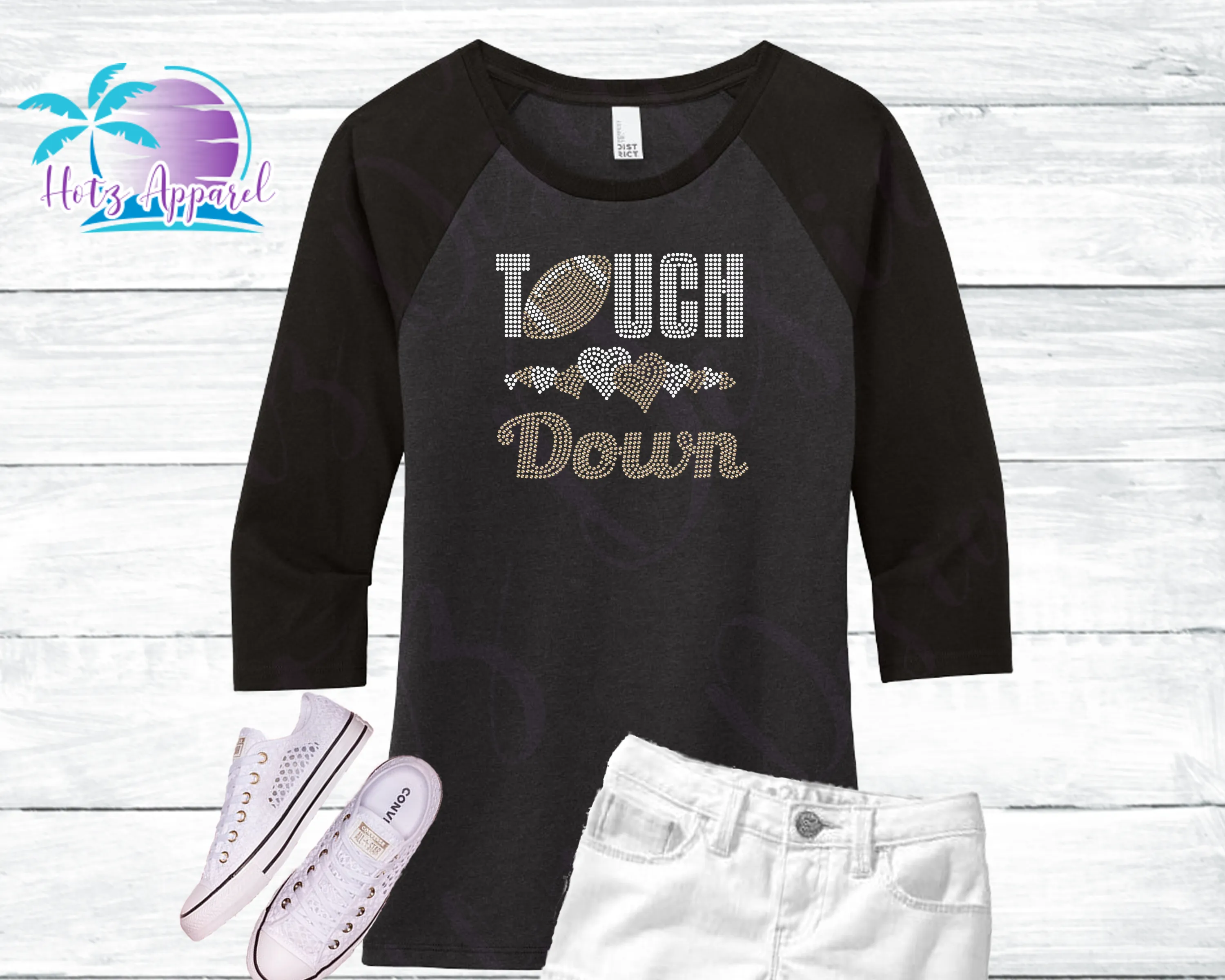 Football Touchdown Rhinestone Women's Shirts