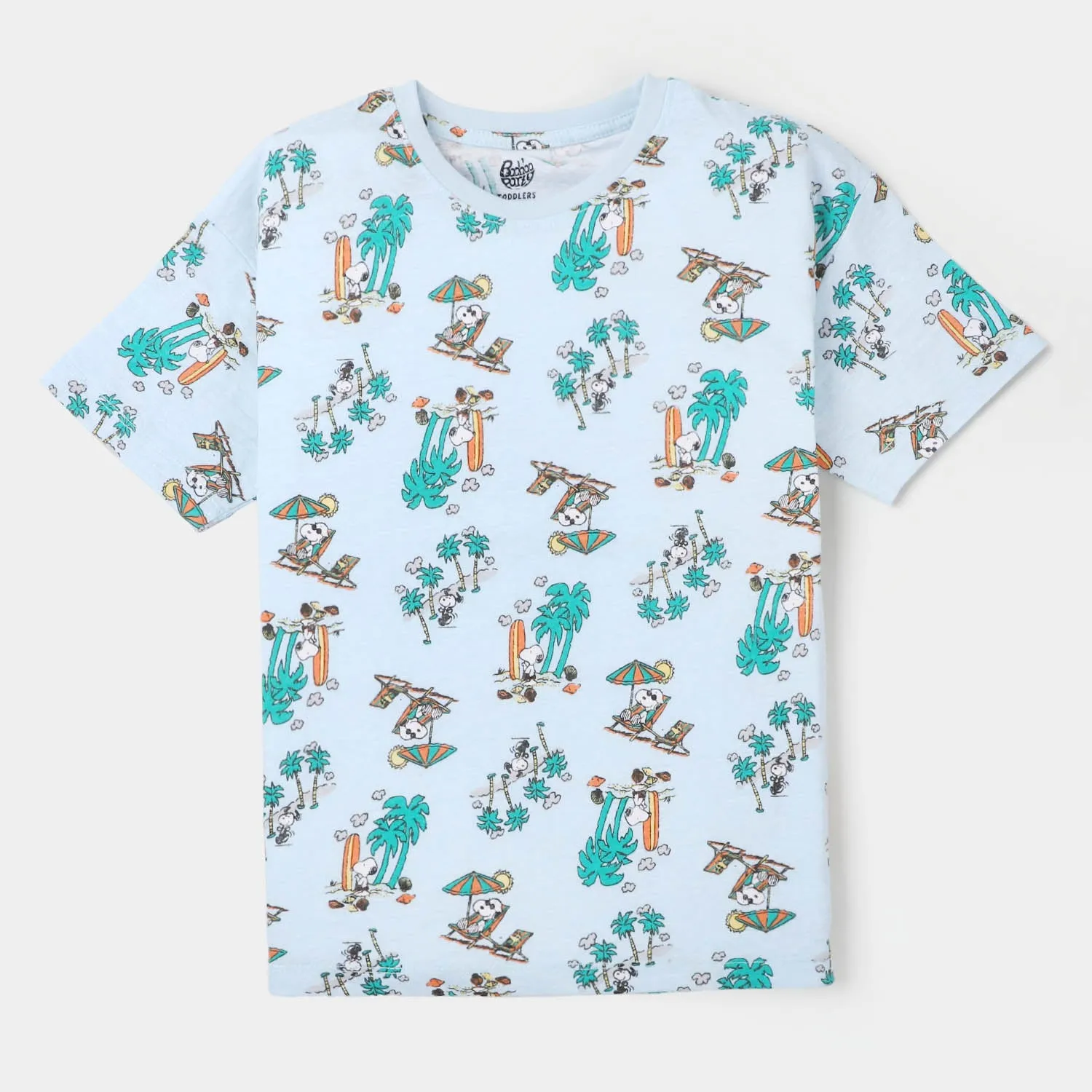 Girls T-Shirt Character On Beach - Salty Blue