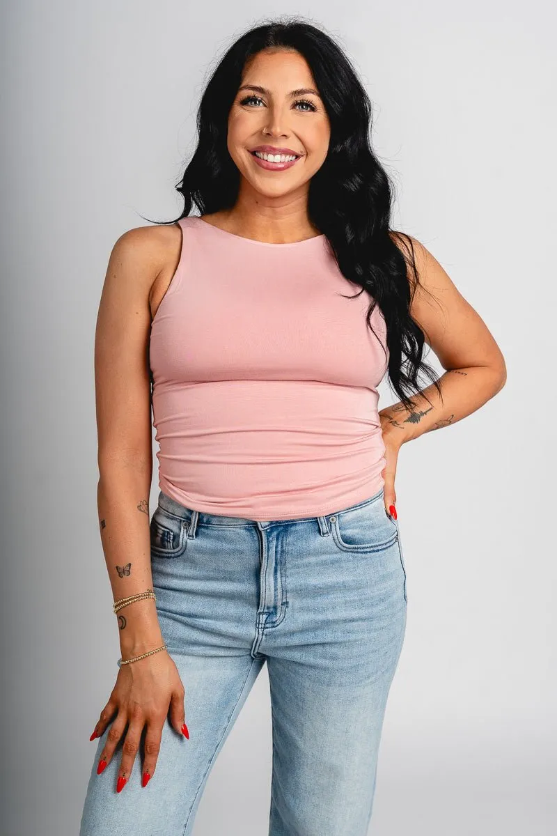 High neck tank top dusty pink