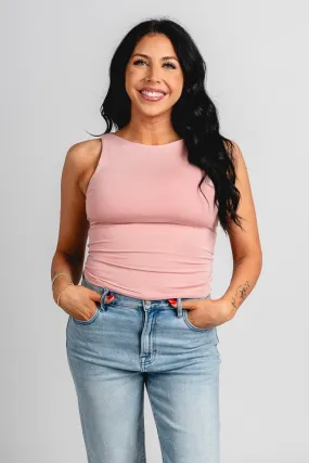 High neck tank top dusty pink