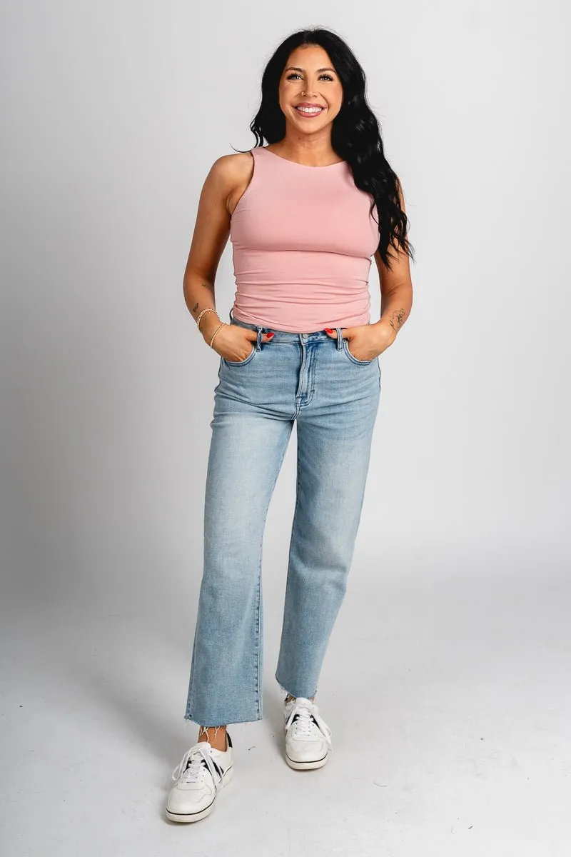 High neck tank top dusty pink
