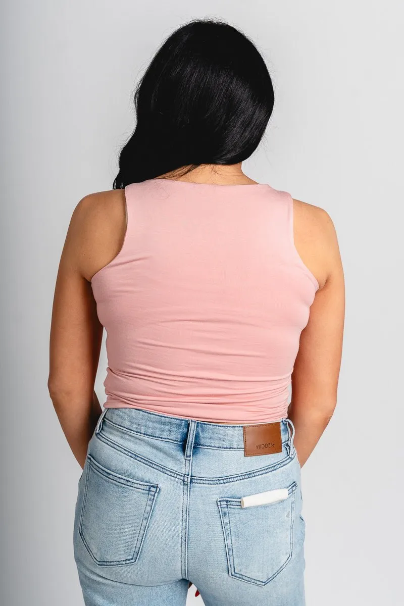 High neck tank top dusty pink