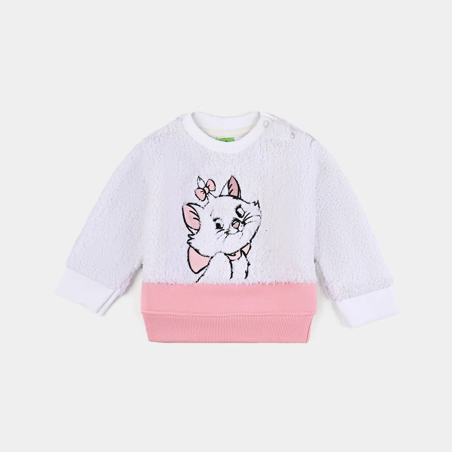 Infant Girls Cotton Terry Knitted Suit Cat-White