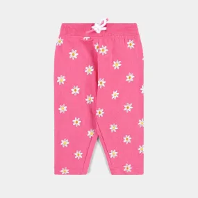 Infant Girls Cotton Terry Sleeping Pyjama Flowers-Hot/Pink
