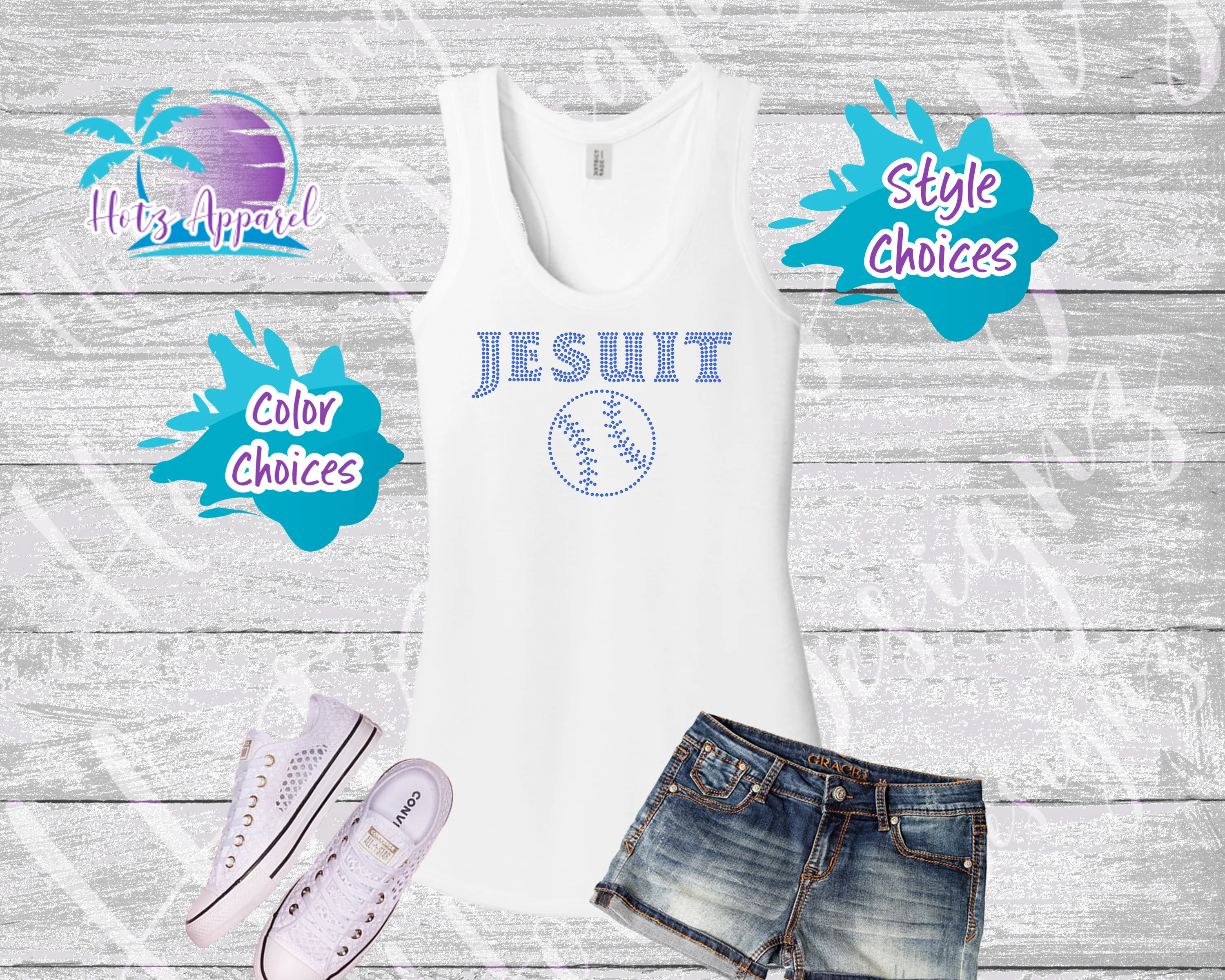 Jesuit Baseball Rhinestone Tops