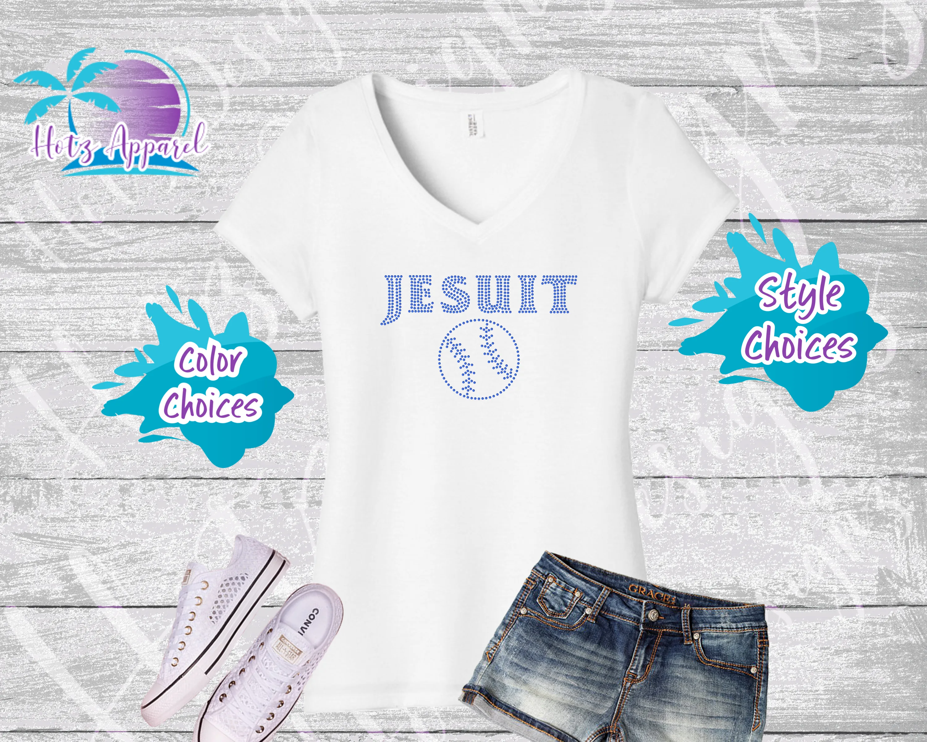Jesuit Baseball Rhinestone Tops