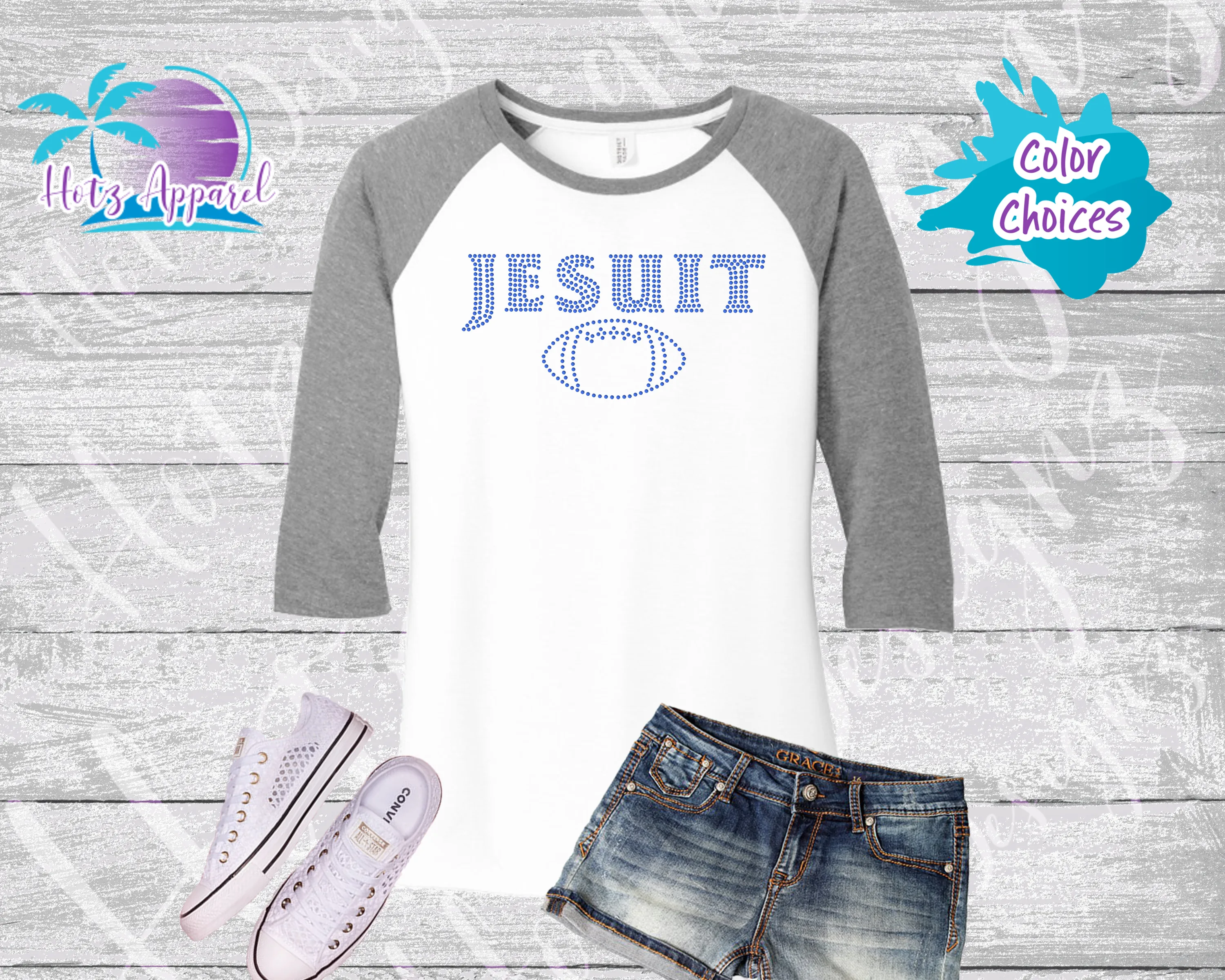 Jesuit Football Rhinestone Tops