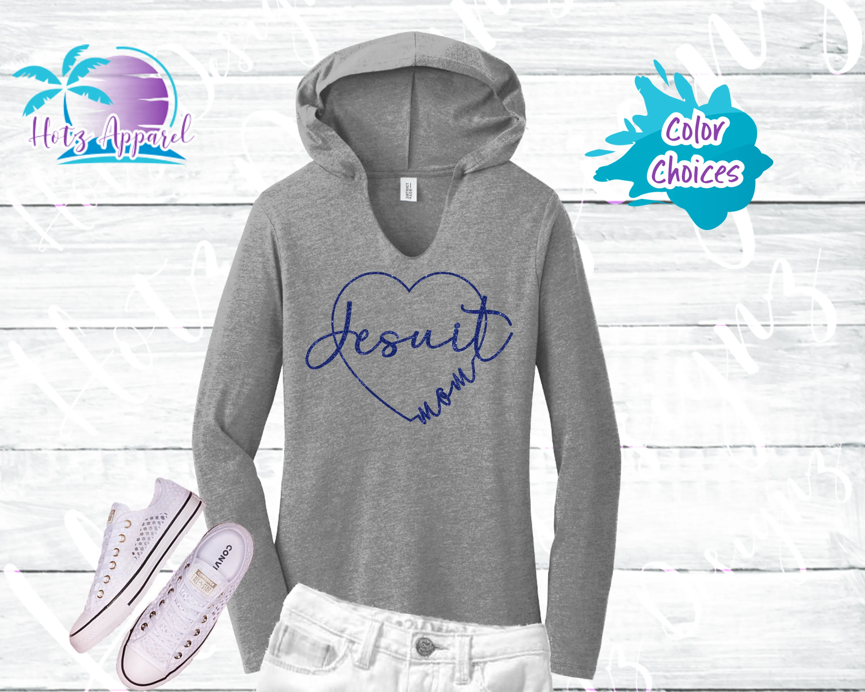 Jesuit Mom Heart Glitter Tops