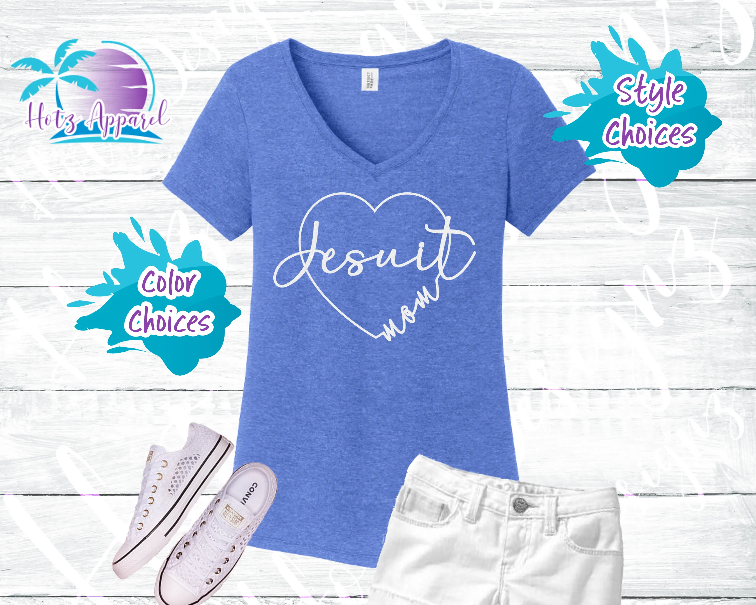 Jesuit Mom Heart Glitter Tops