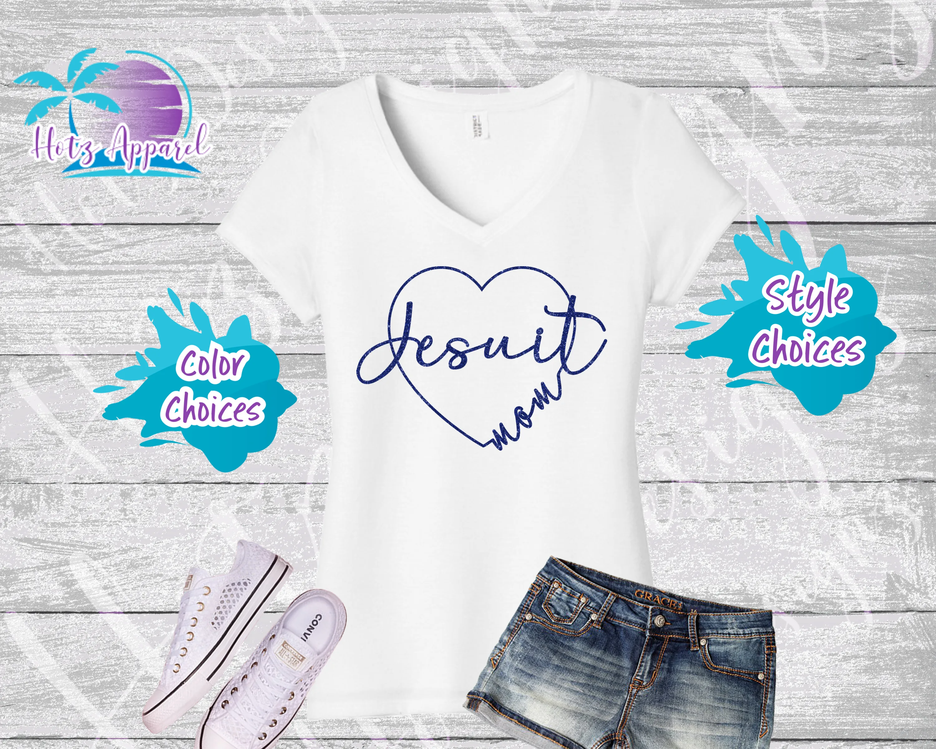 Jesuit Mom Heart Glitter Tops