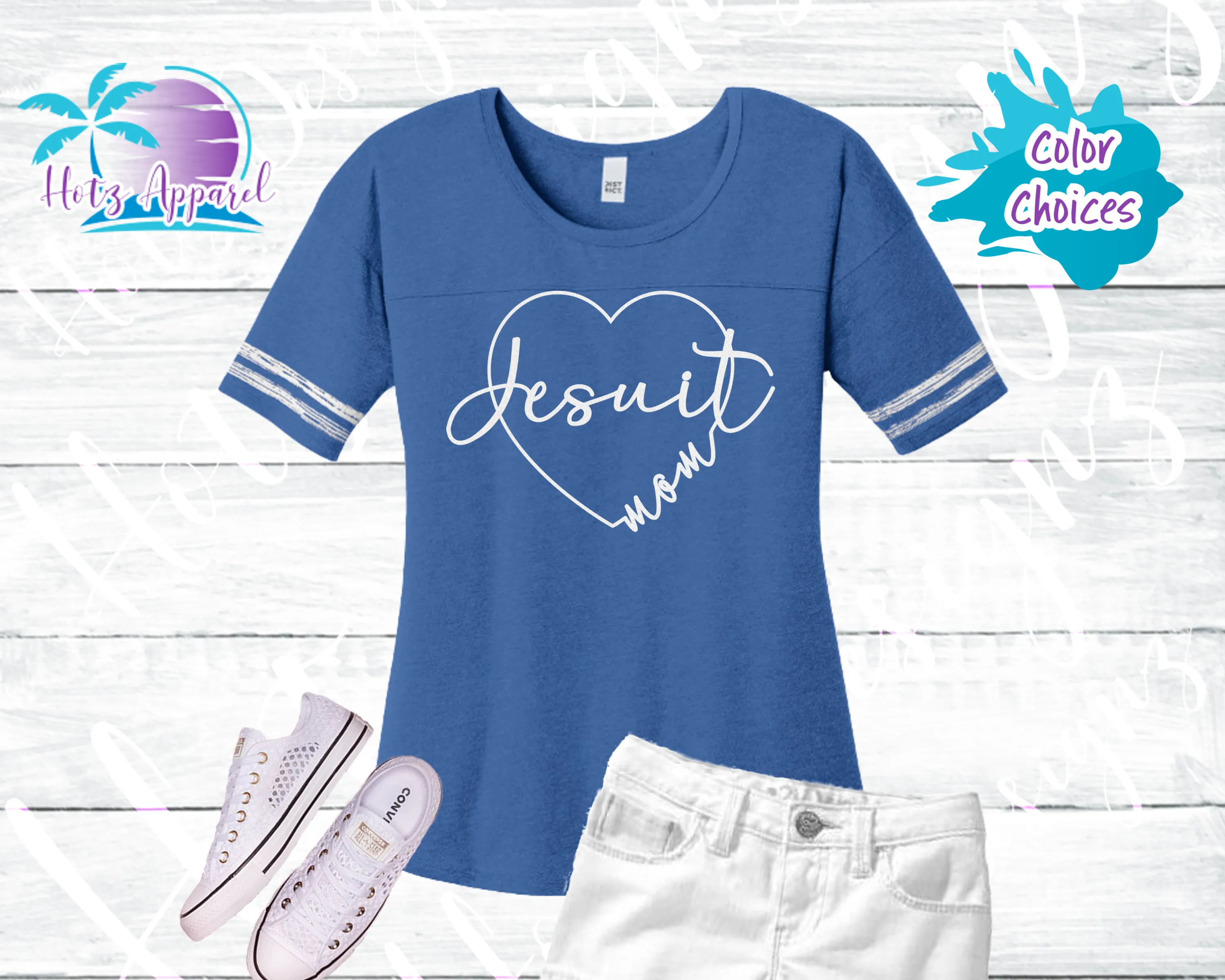 Jesuit Mom Heart Glitter Tops