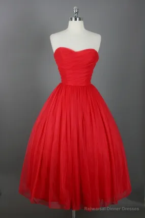 Knee Length Prom Dresses, Red Prom Gown Vintage Prom Gowns Elegant Evening Dress, Cheap Evening Gowns Simple Party Gowns Modest Bridesmaid Dresses, Bridesmaid Gowns
