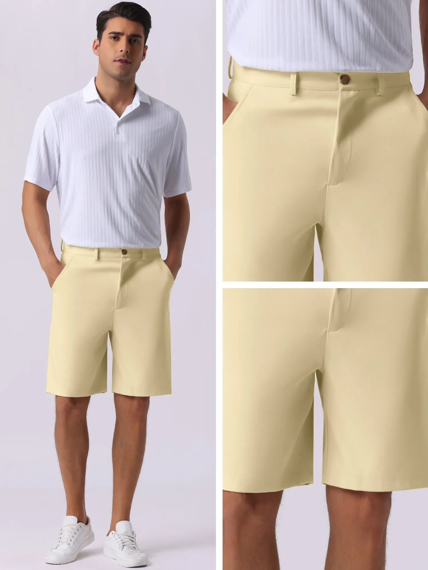 Men's Summer Solid Color Lightweight Mid-Rise Classic Chino Shorts