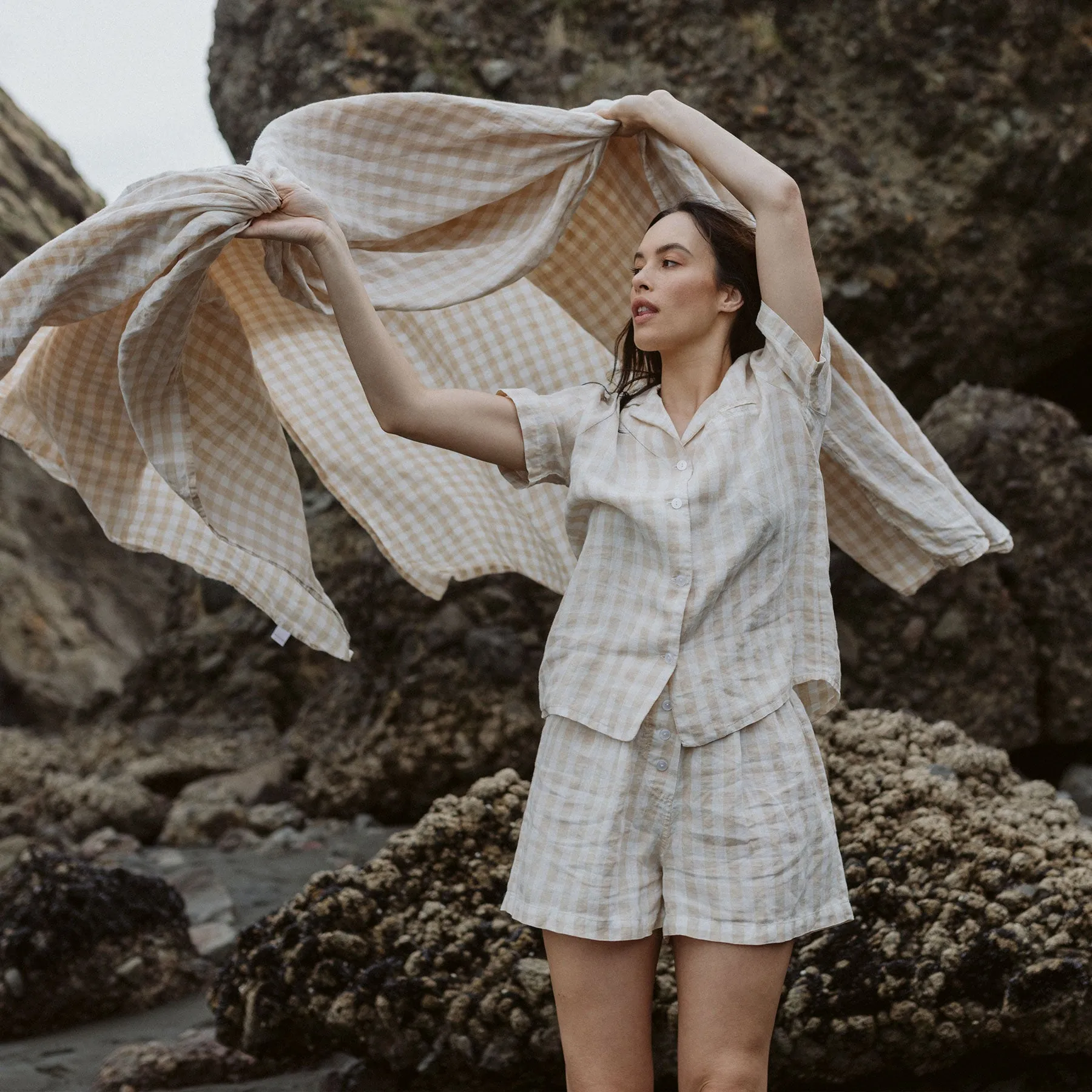 Mila Short Sleeve - Cream Gingham, XS