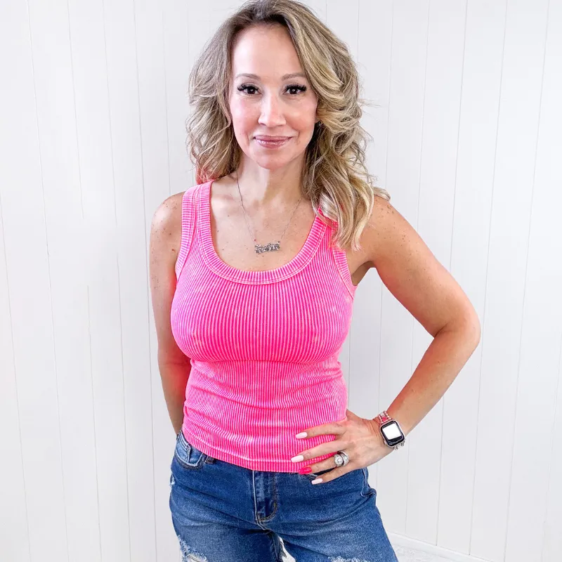 Mineral Washed Butter Soft Ribbed Tank Tops in 4 Colors