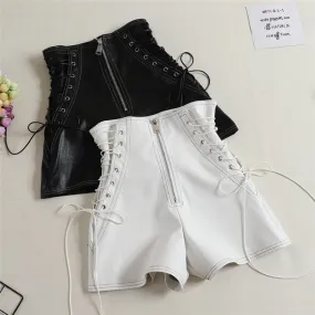 Naomi Tie Leather Shorts